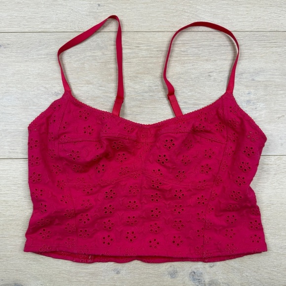 Free Peopke Pink Eyelet Crop Top - Picture 1 of 5